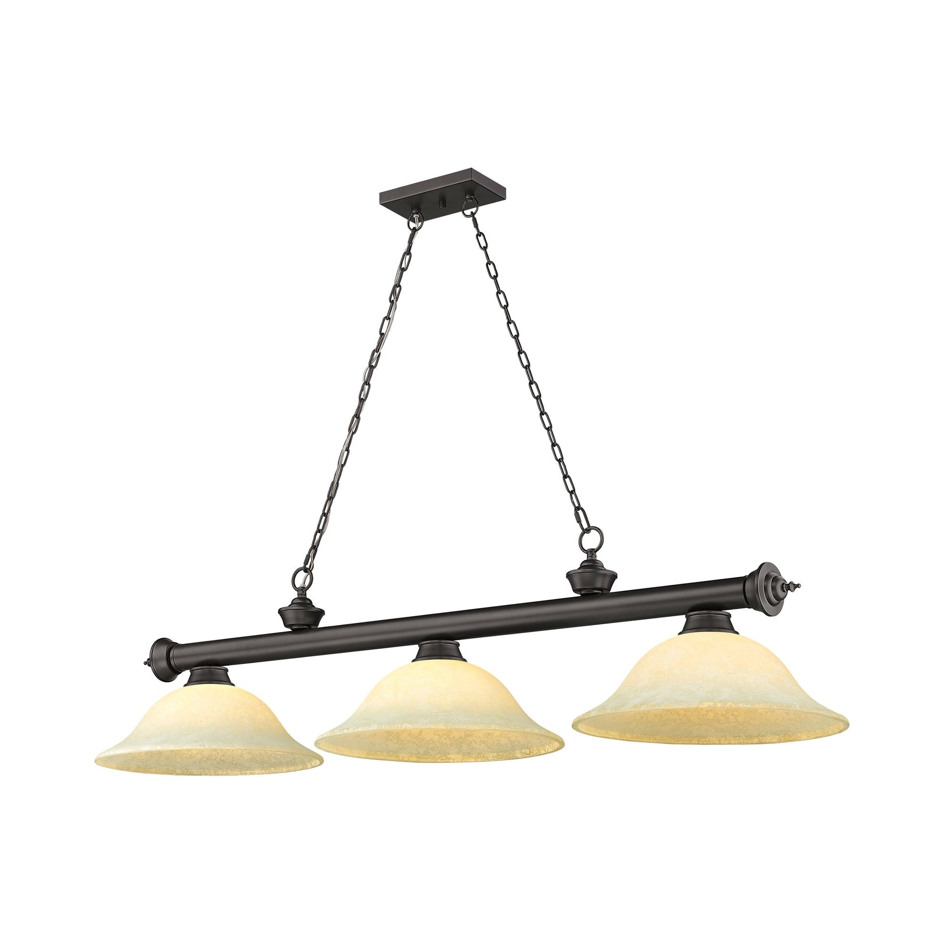 Cordon Bowl Billiard Pendant Light in Bronze/Golden Mottle (3-Light).