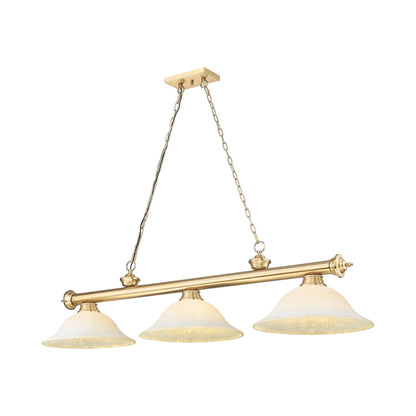 Cordon Bowl Billiard Pendant Light in Heritage Brass/Golden Mottle (3-Light).