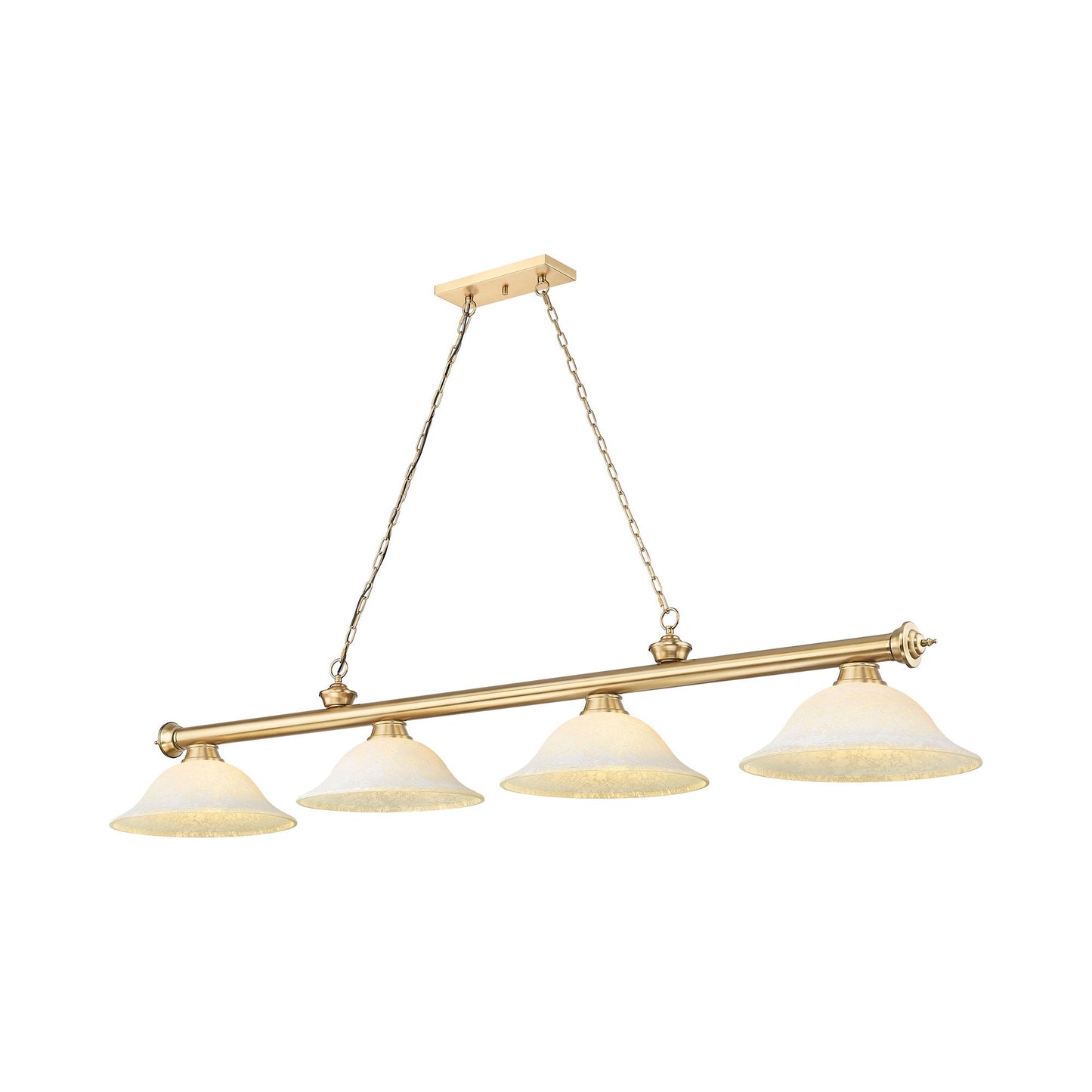 Cordon Bowl Billiard Pendant Light in Heritage Brass/Golden Mottle (4-Light).