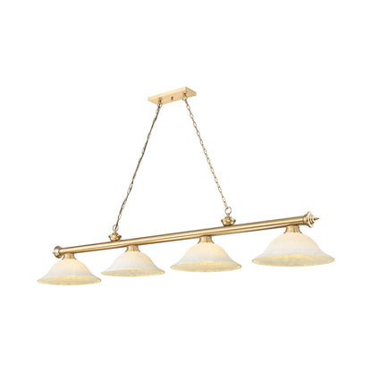 Cordon Bowl Billiard Pendant Light in Heritage Brass/Golden Mottle (4-Light).