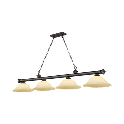 Cordon Bowl Billiard Pendant Light in Bronze/Golden Mottle (4-Light).