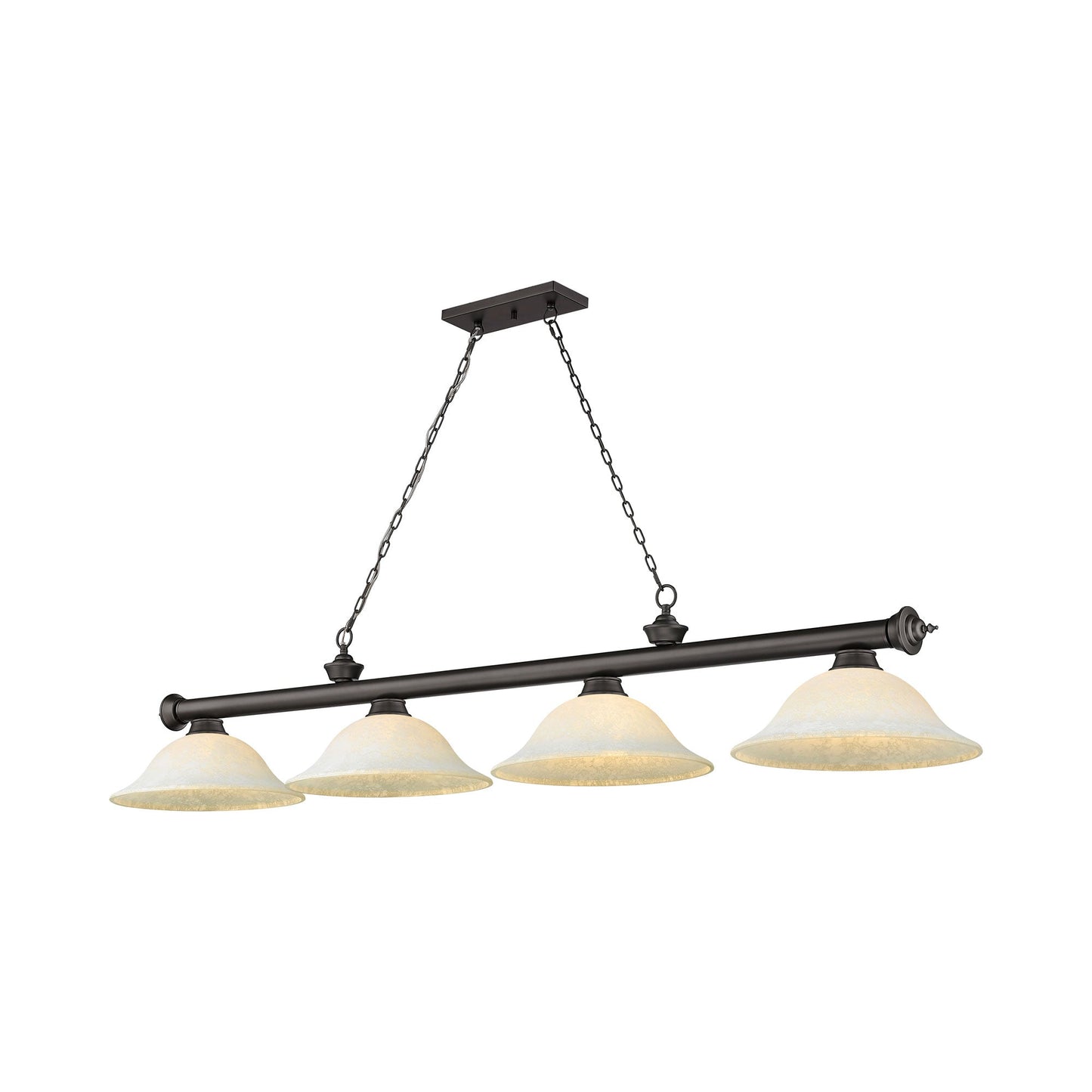 Cordon Bowl Billiard Pendant Light in Bronze/White Mottle (4-Light).