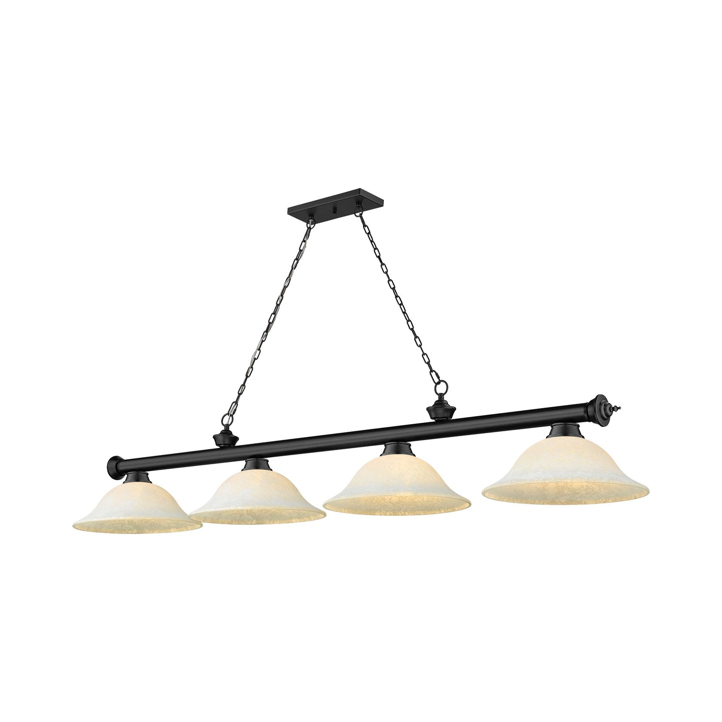 Cordon Bowl Billiard Pendant Light in Matte Black/White Mottle (4-Light).