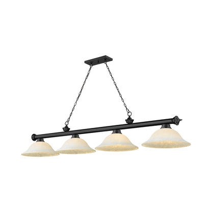 Cordon Bowl Billiard Pendant Light in Matte Black/White Mottle (4-Light).