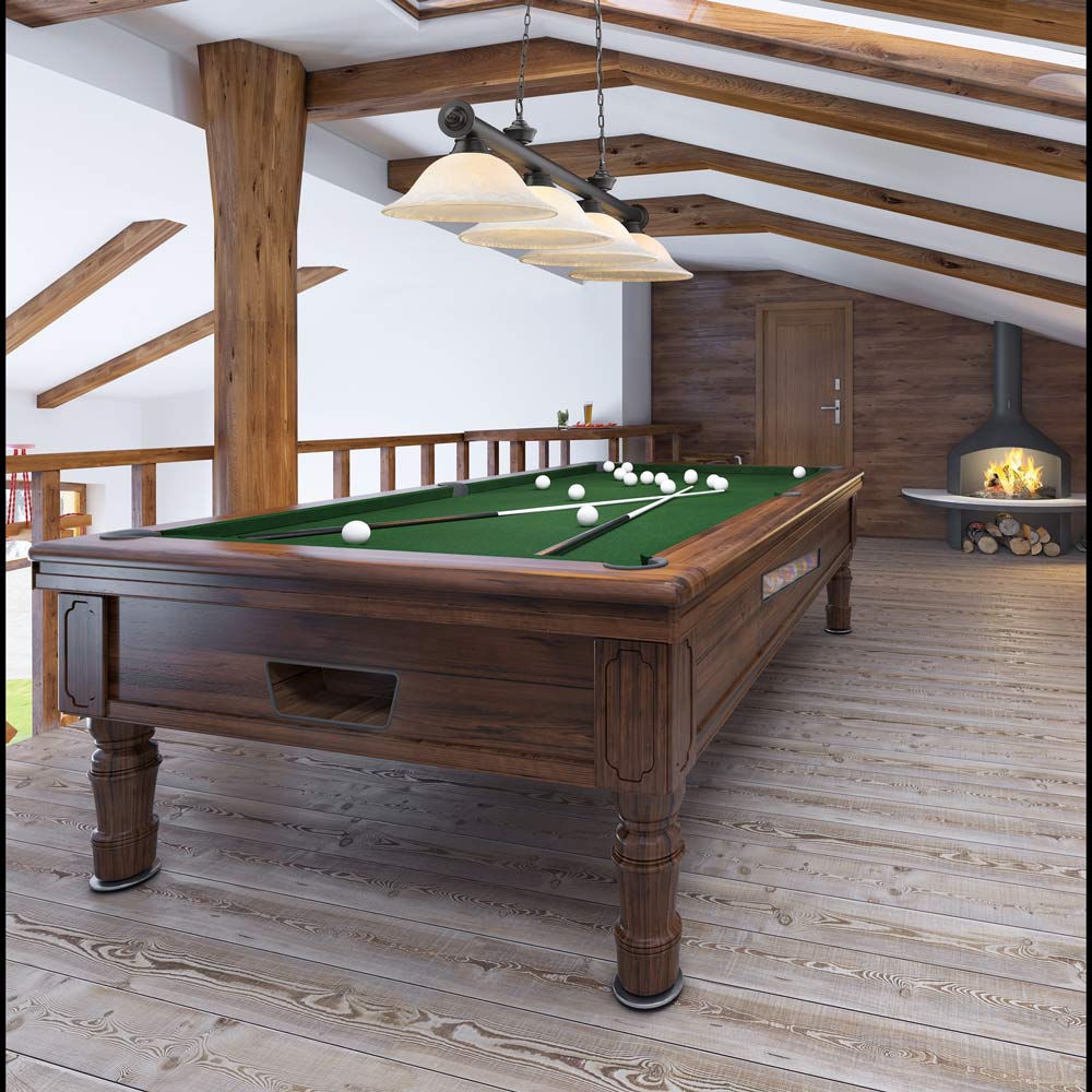 Cordon Bowl Billiard Pendant Light in game room.