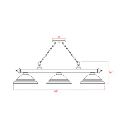 Cordon Bowl Billiard Pendant Light - line drawing.