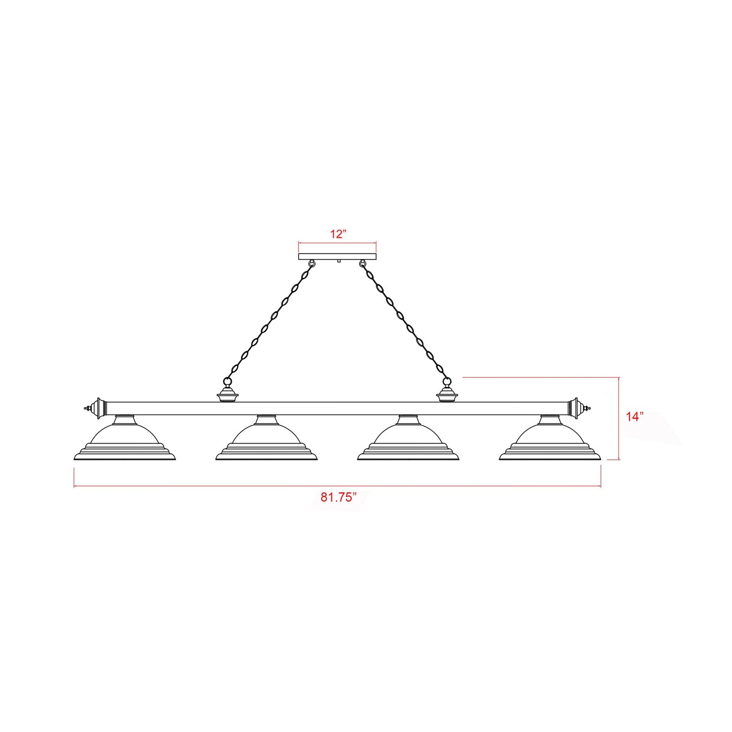 Cordon Bowl Billiard Pendant Light - line drawing.