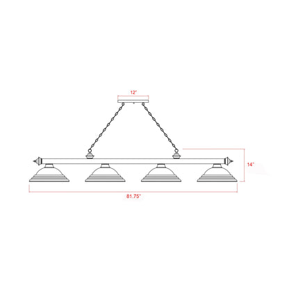 Cordon Bowl Billiard Pendant Light - line drawing.