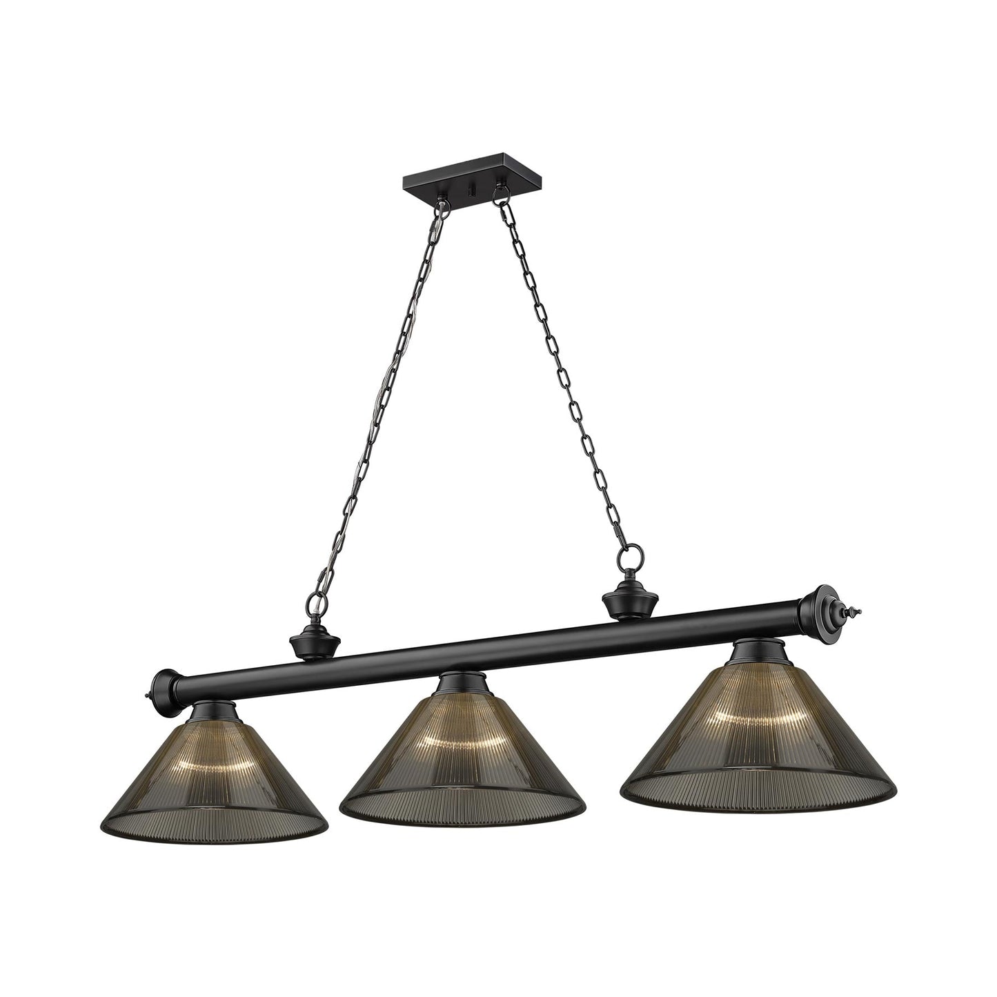 Cordon Cone Billiard Pendant Light in Matte Black/Smoke (3-Light).