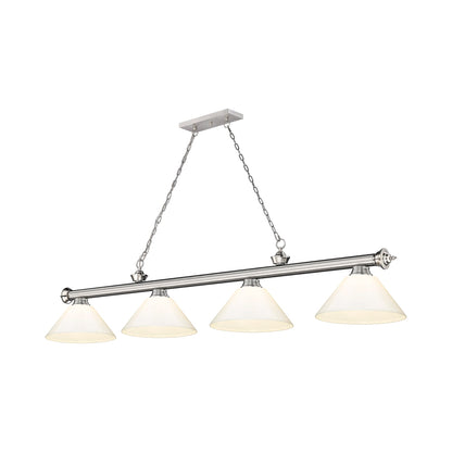 Cordon Cone Billiard Pendant Light in Brushed Nickel/White (4-Light).
