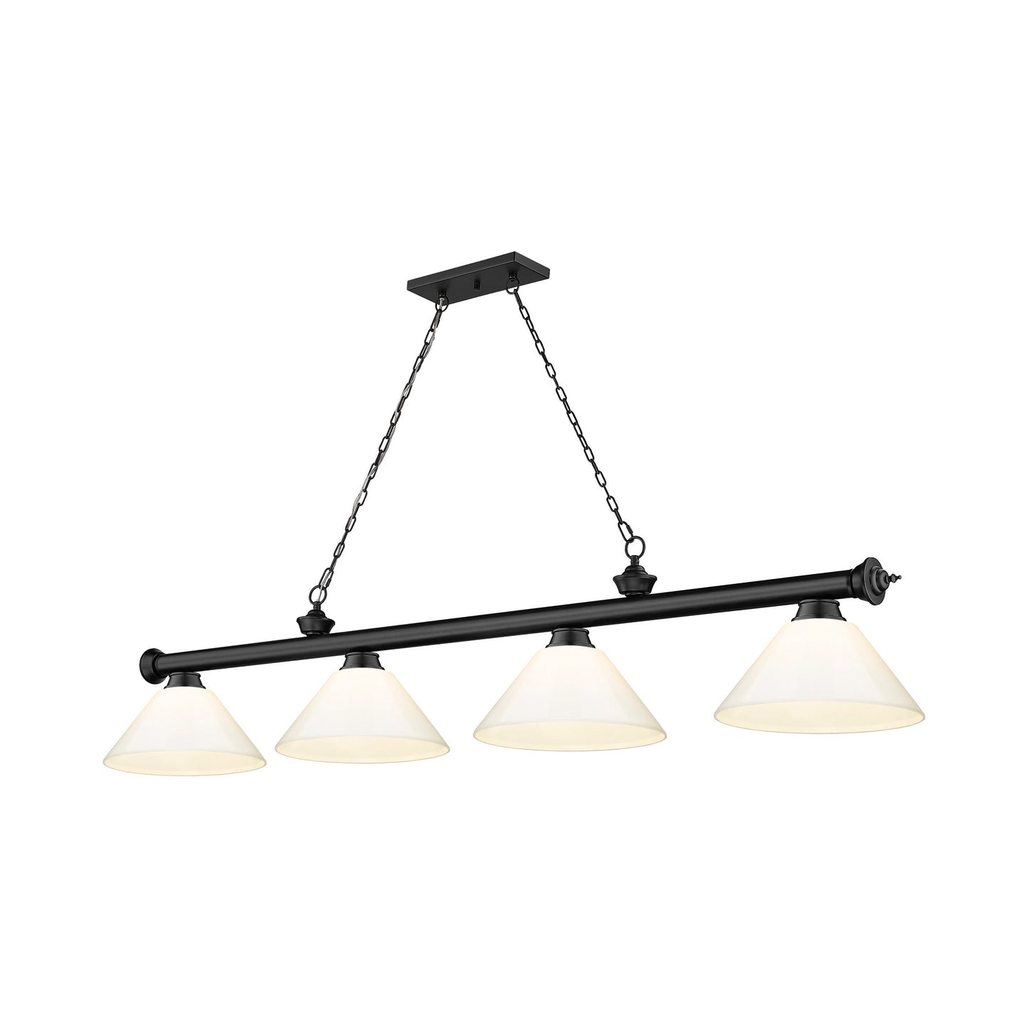 Cordon Cone Billiard Pendant Light in Matte Black/White (4-Light).