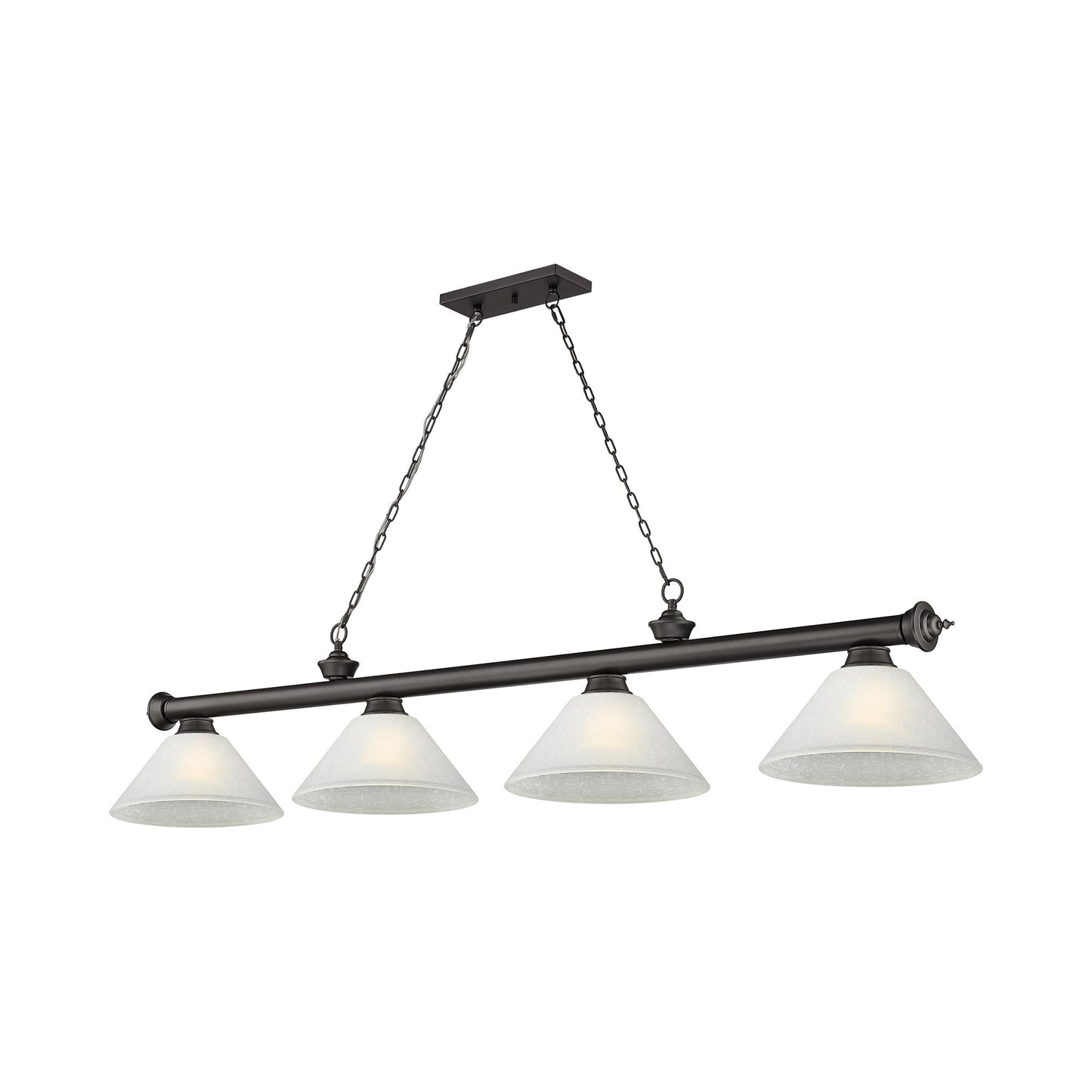 Cordon Cone Billiard Pendant Light in Bronze/White Linen (4-Light).