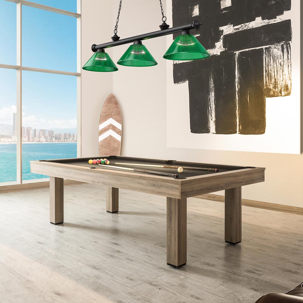 Cordon Cone Billiard Pendant Light in game room.