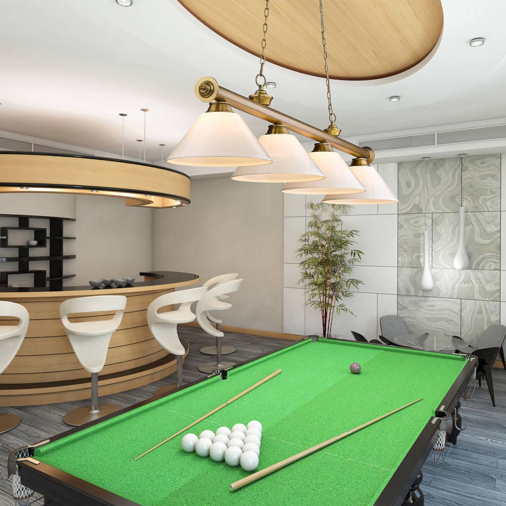 Cordon Cone Billiard Pendant Light in game room.