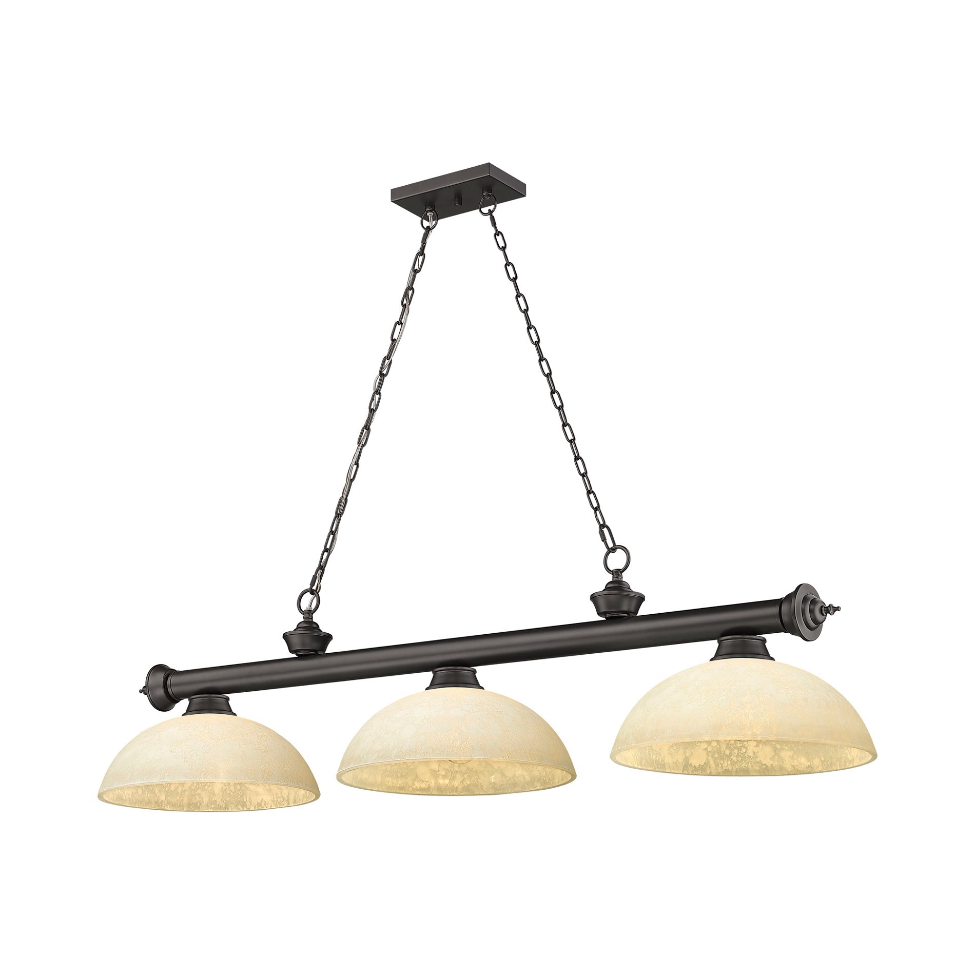 Cordon Dome Billiard Pendant Light in Bronze/Golden Mottle (3-Light).