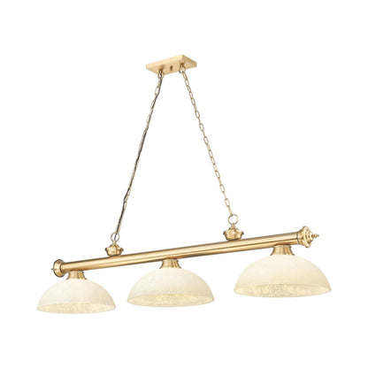 Cordon Dome Billiard Pendant Light in Heritage Brass/Golden Mottle (3-Light).