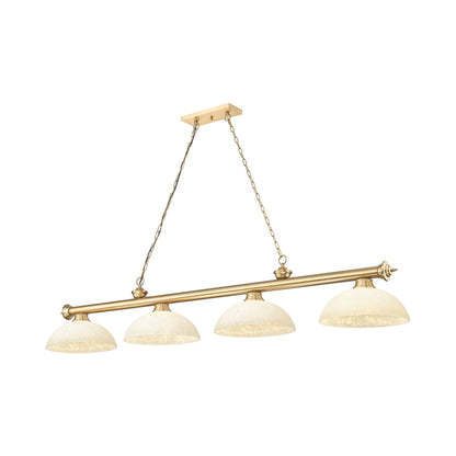 Cordon Dome Billiard Pendant Light in Heritage Brass/Golden Mottle (4-Light).