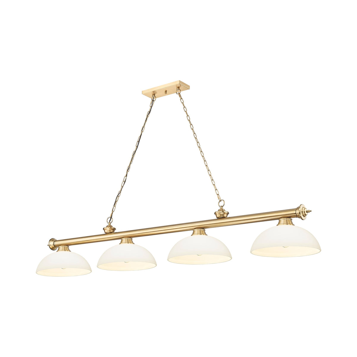 Cordon Dome Billiard Pendant Light in Heritage Brass/Matte Opal (4-Light).