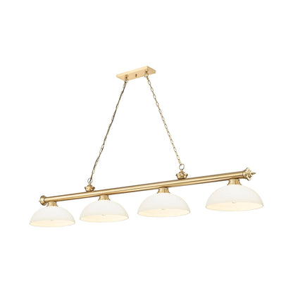 Cordon Dome Billiard Pendant Light in Heritage Brass/Matte Opal (4-Light).