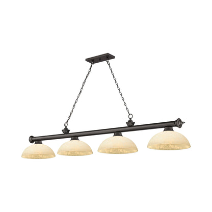 Cordon Dome Billiard Pendant Light in Bronze/Golden Mottle (4-Light).
