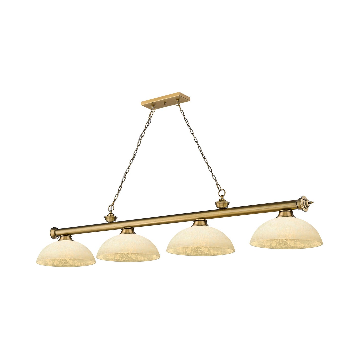 Cordon Dome Billiard Pendant Light in Rubbed Brass/Golden Mottle (4-Light).