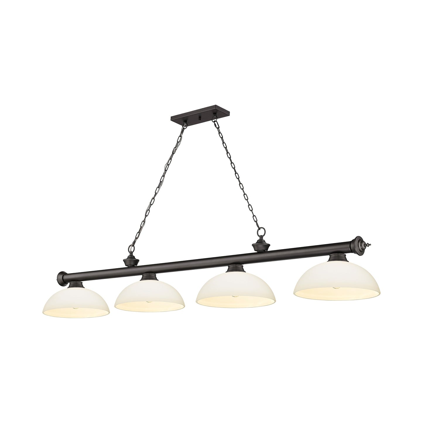 Cordon Dome Billiard Pendant Light in Bronze/Matte Opal (4-Light).