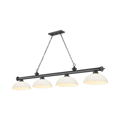 Cordon Dome Billiard Pendant Light in Bronze Plate/Matte Opal (4-Light).