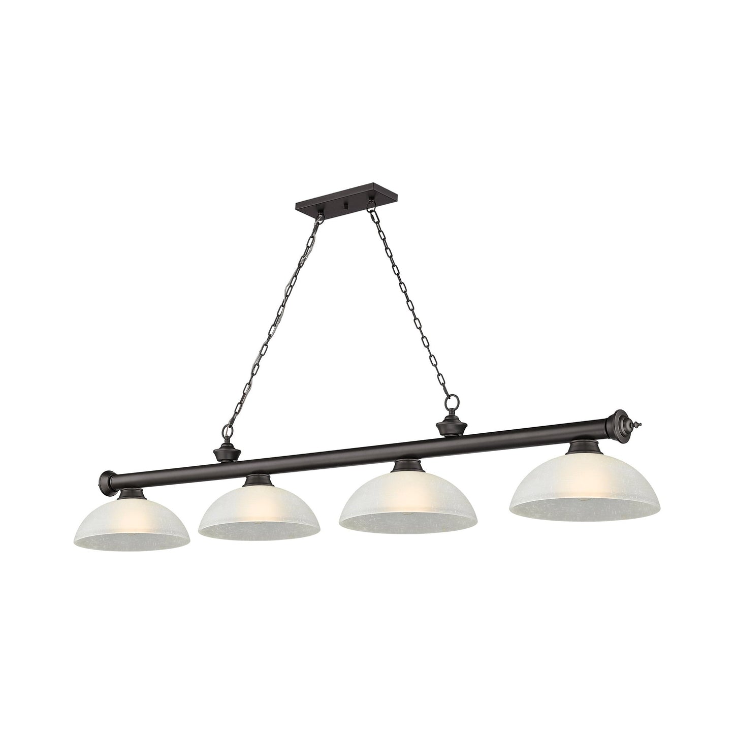 Cordon Dome Billiard Pendant Light in Bronze/White Linen (4-Light).