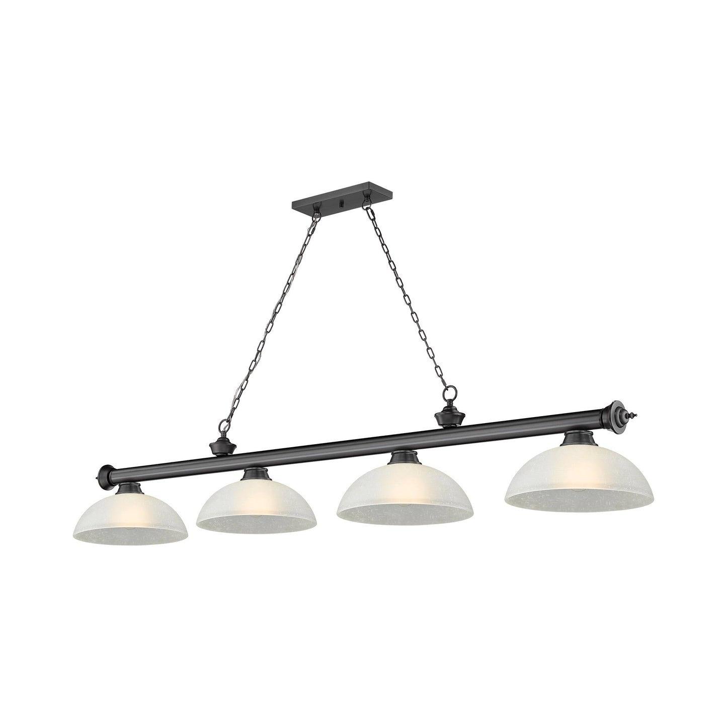 Cordon Dome Billiard Pendant Light in Bronze Plate/White Linen (4-Light).