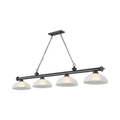 Cordon Dome Billiard Pendant Light in Bronze Plate/White Linen (4-Light).