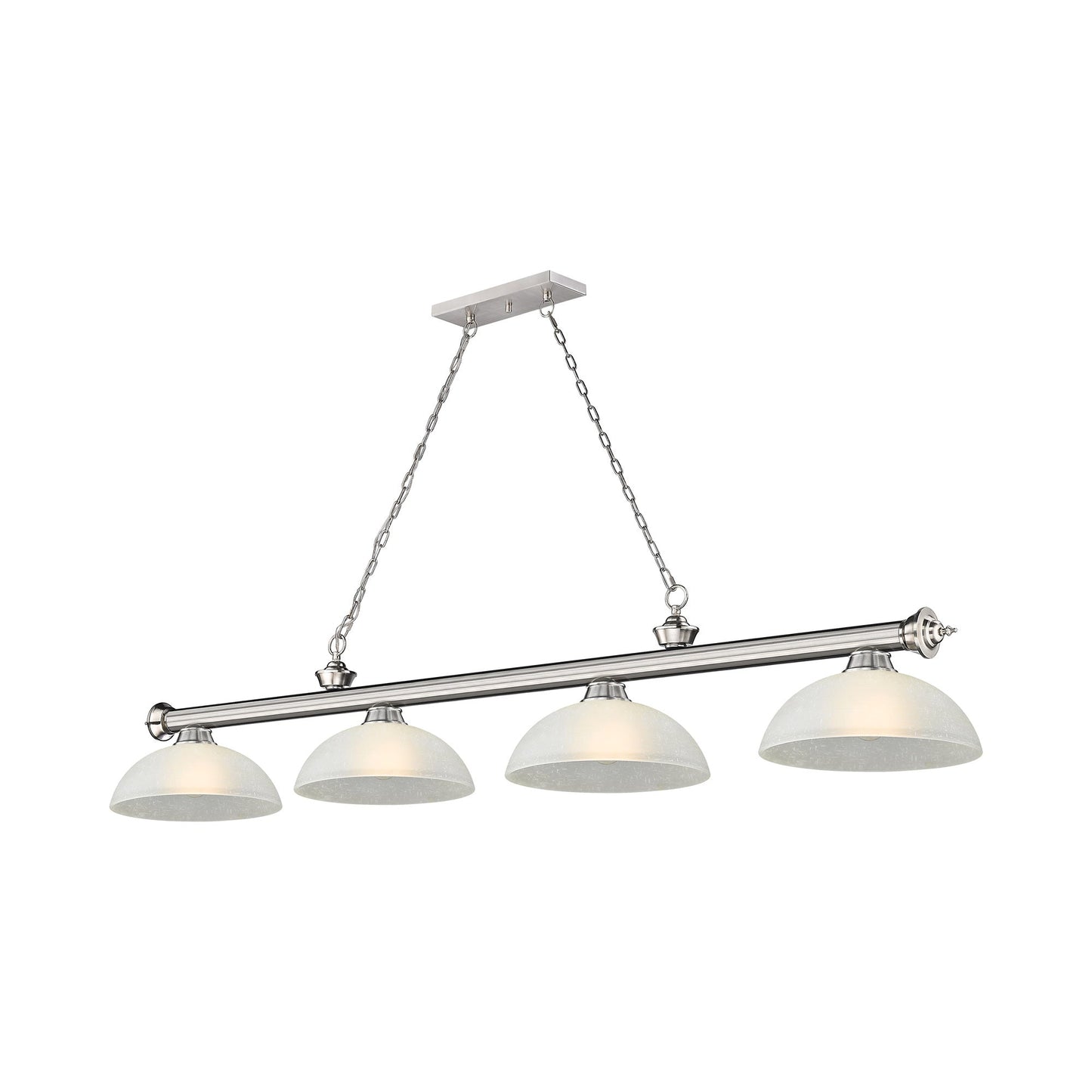 Cordon Dome Billiard Pendant Light in Brushed Nickel/White Linen (4-Light).