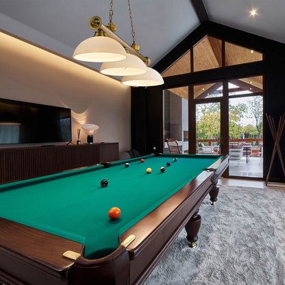 Cordon Dome Billiard Pendant Light in game room.
