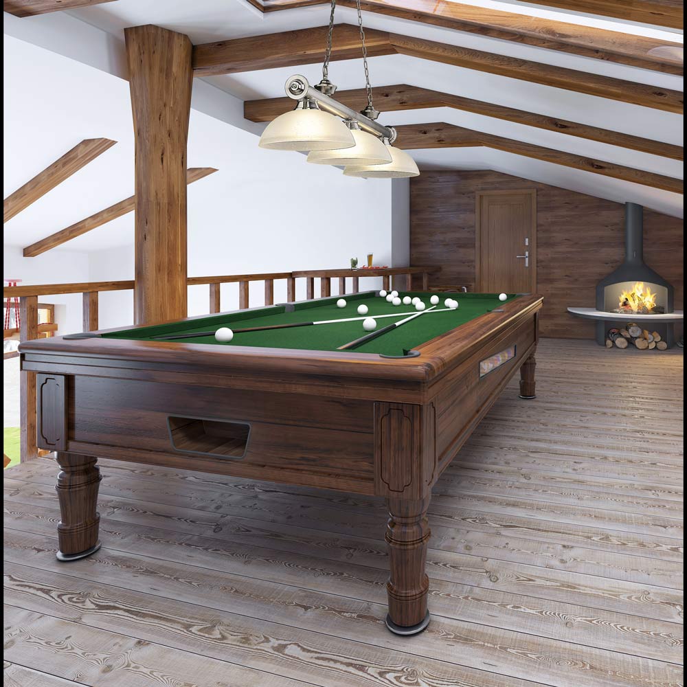 Cordon Dome Billiard Pendant Light in game room.
