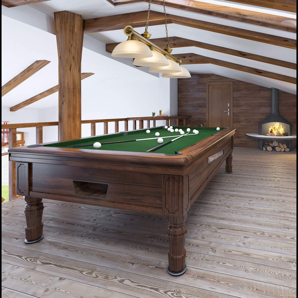 Cordon Dome Billiard Pendant Light in game room.