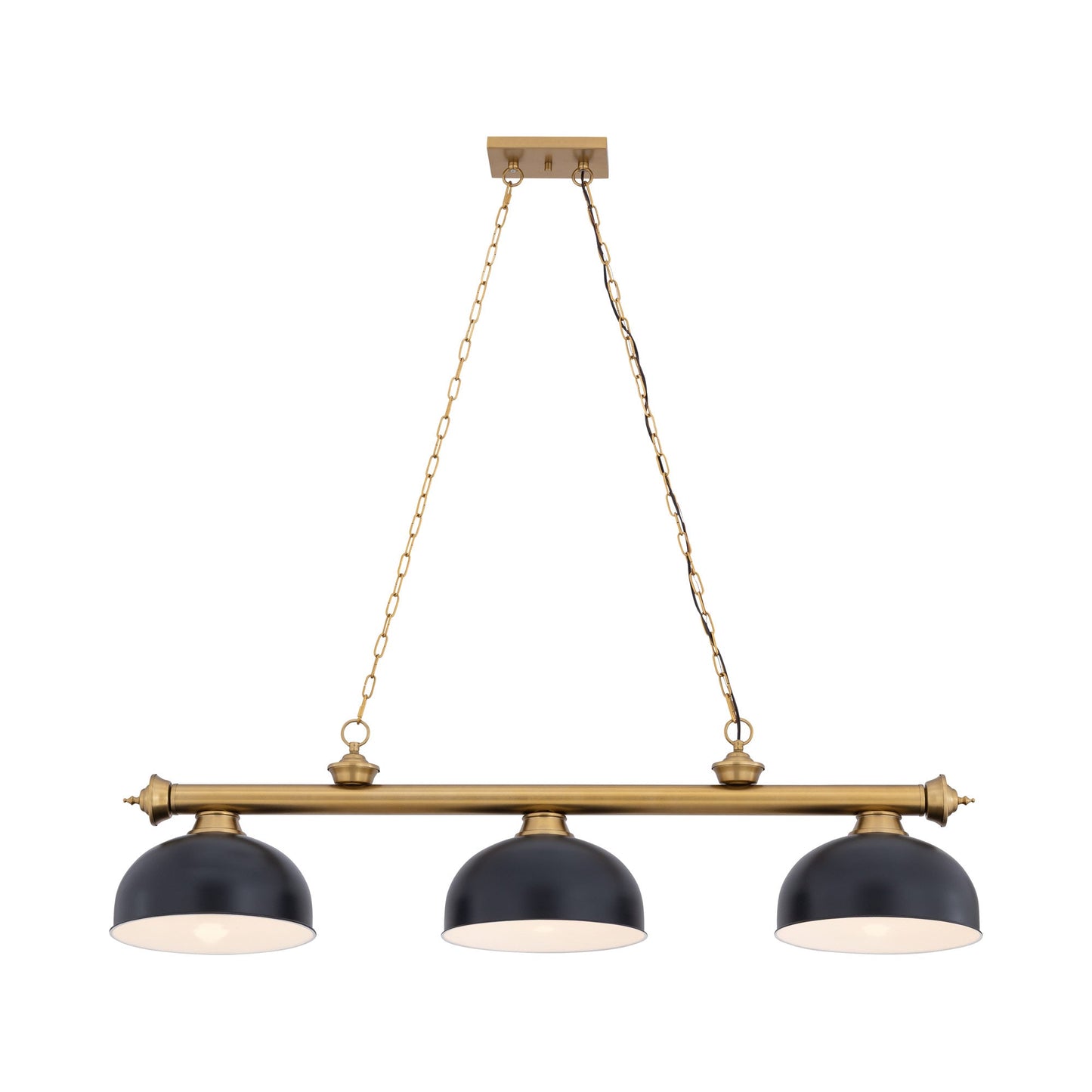 Cordon Dome Steel Billiard Pendant Light in Matte Black (3-Light/14.25-Inch).