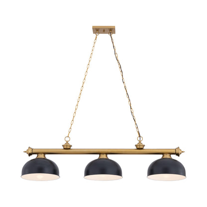 Cordon Dome Steel Billiard Pendant Light in Matte Black (3-Light/14.25-Inch).