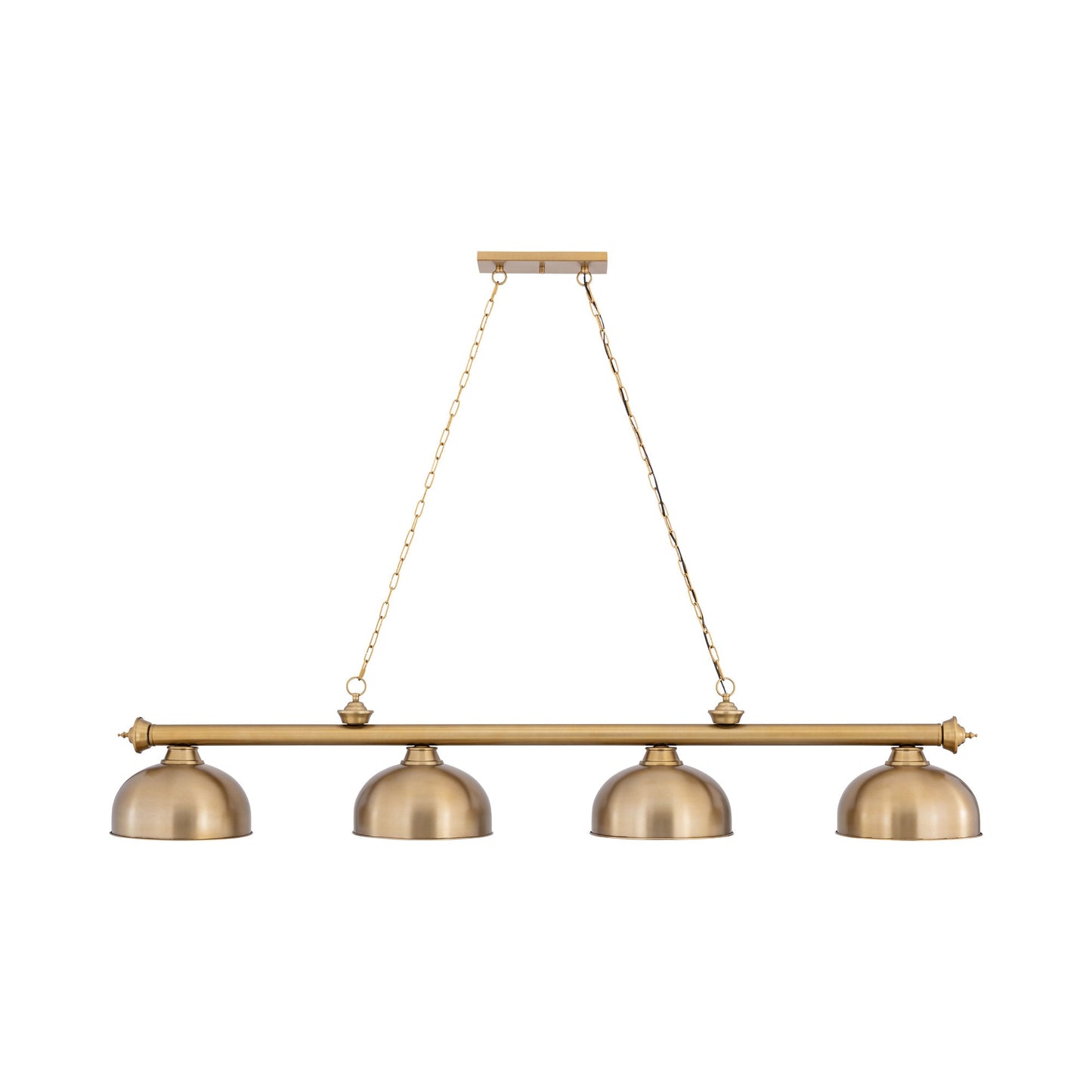 Cordon Dome Steel Billiard Pendant Light in Heritage Brass (4-Light/14.25-Inch).