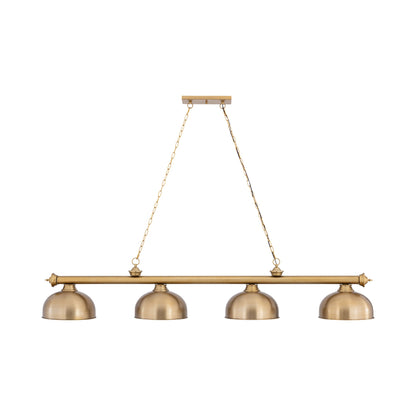 Cordon Dome Steel Billiard Pendant Light in Heritage Brass (4-Light/14.25-Inch).