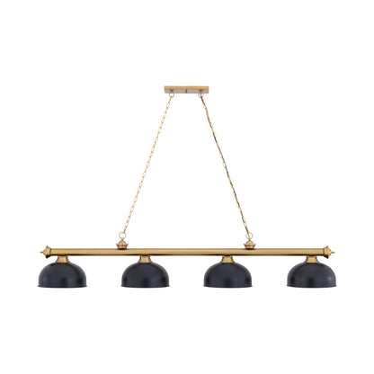 Cordon Dome Steel Billiard Pendant Light in Matte Black (4-Light/14.25-Inch).