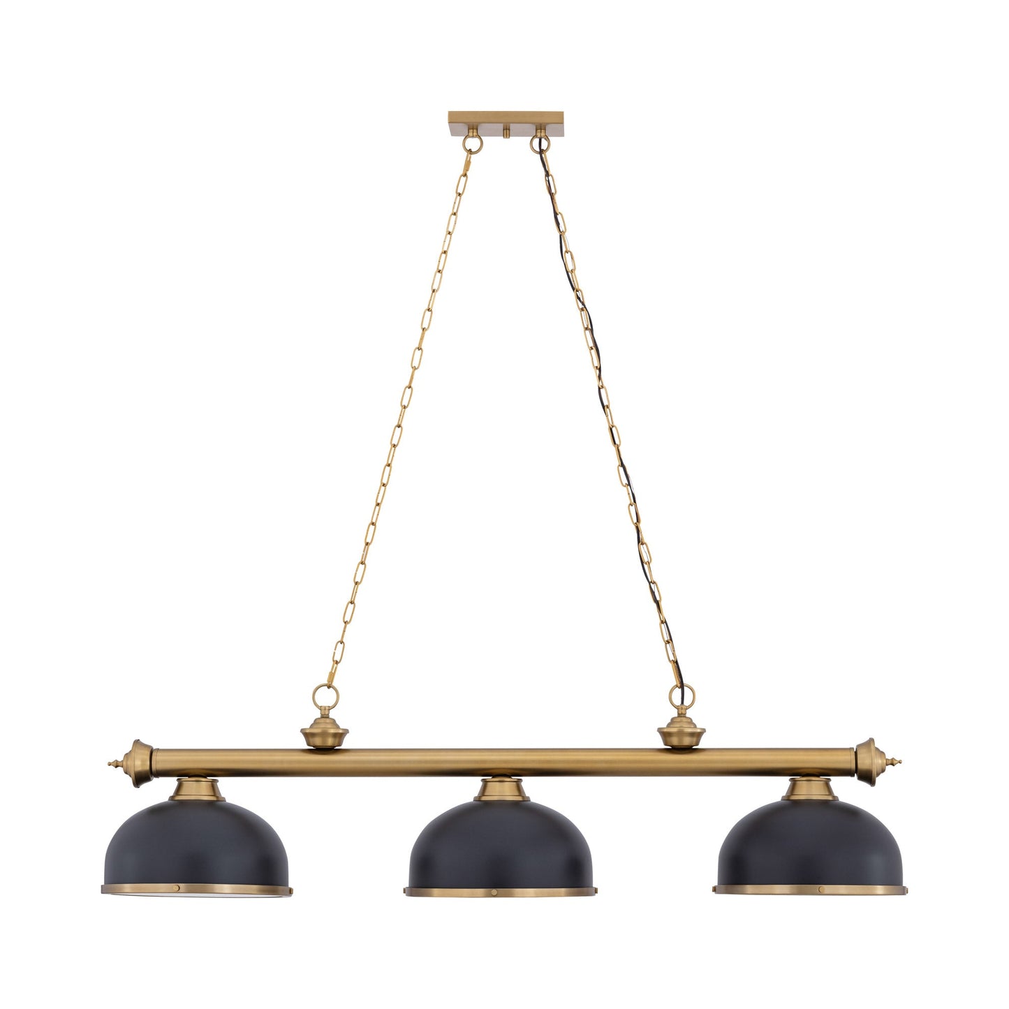 Cordon Dome Steel Billiard Pendant Light in Bronze/Heritage Brass (3-Light/14.5-Inch).