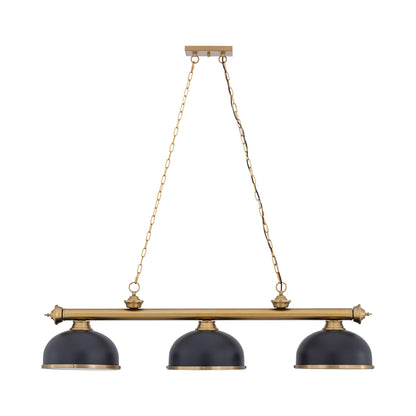 Cordon Dome Steel Billiard Pendant Light in Bronze/Heritage Brass (3-Light/14.5-Inch).