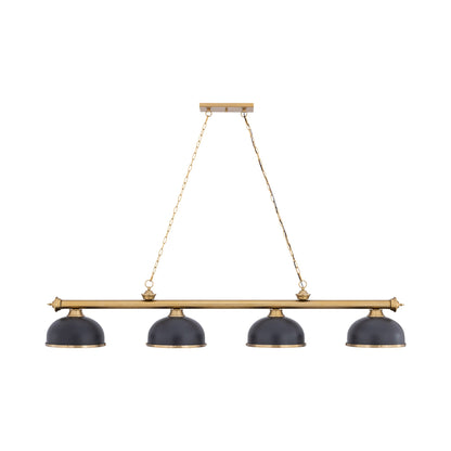 Cordon Dome Steel Billiard Pendant Light in Bronze/Heritage Brass (4-Light/14.5-Inch).