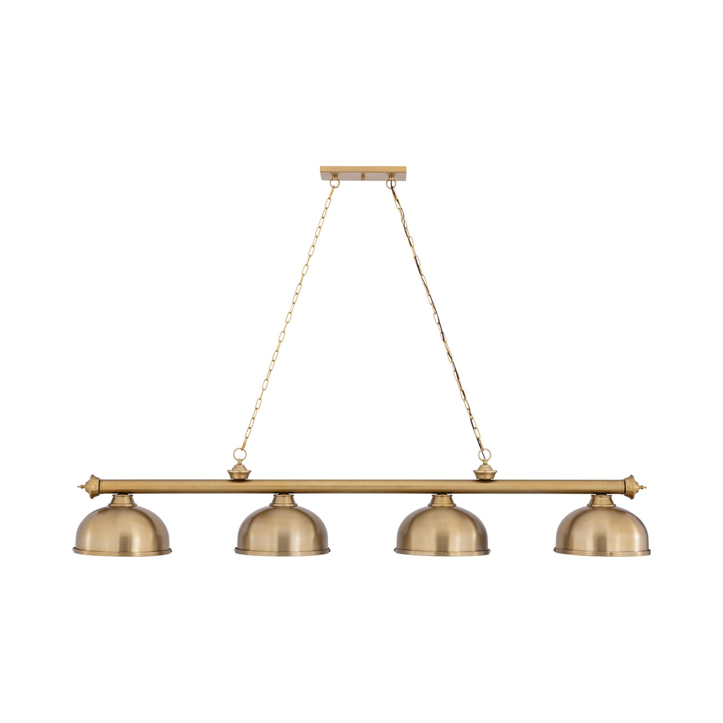 Cordon Dome Steel Billiard Pendant Light in Heritage Brass (4-Light/14.5-Inch).