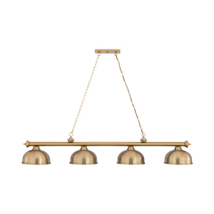 Cordon Dome Steel Billiard Pendant Light in Heritage Brass (4-Light/14.5-Inch).