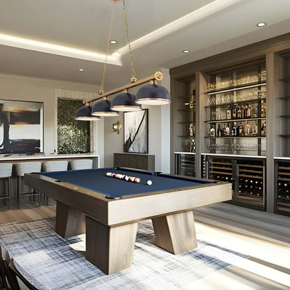 Cordon Dome Steel Billiard Pendant Light in game room.