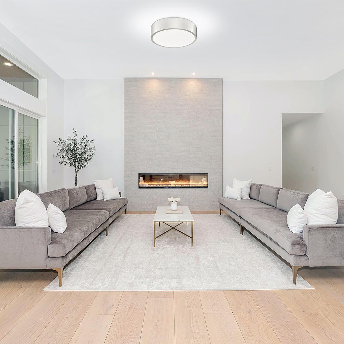 Coronado LED Flush Mount Ceiling Light in living room.