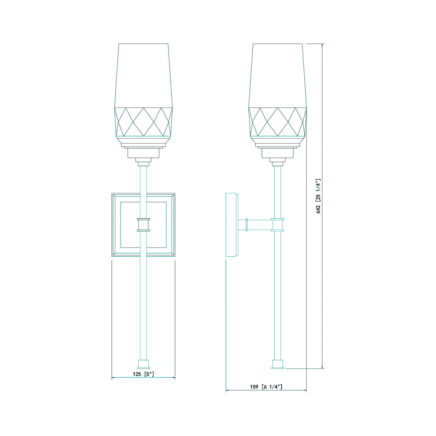 Cosmo Wall Light - line drawing.
