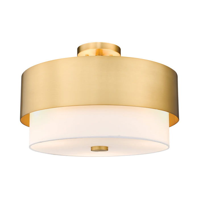 Counterpoint Semi Flush Mount Ceiling Light in Modern Gold (3-Light).