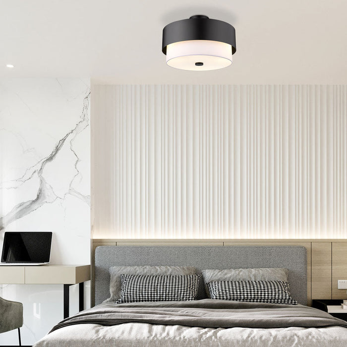 Counterpoint Semi Flush Mount Ceiling Light in bedroom.