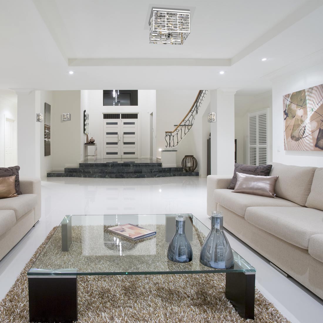 Cronise Rectangular Wall Light in living room.